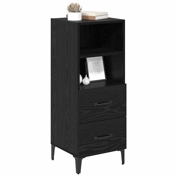 vidaXL Credenza Rovere nero 34 x 34.5 x 90 cm Legno multistrato