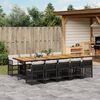 vidaXL Set da Pranzo da Giardino 11 pz con Cuscini in Polyrattan Nero