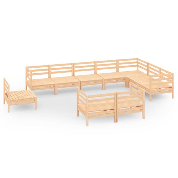 vidaXL Set Salotto da Giardino 10 pz in Legno Massello di Pino