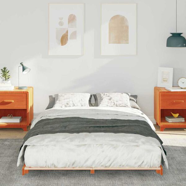 vidaXL Struttura letto a terra Cera marrone 140 x 190 cm