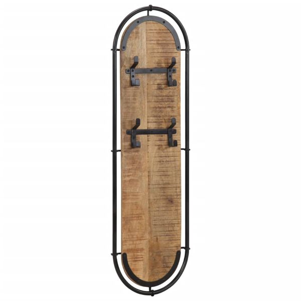 vidaXL Appendiabiti da Parete con 4 Ganci 2pz Legno Massello di Mango