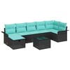 vidaXL Set Divano da Giardino con cuscino 8 pcs Nero Poly Rattan