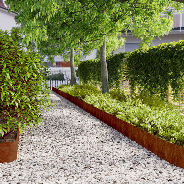 vidaXL Bordure per Prato 10 pz 20x103 cm Flessibili in Acciaio Corten