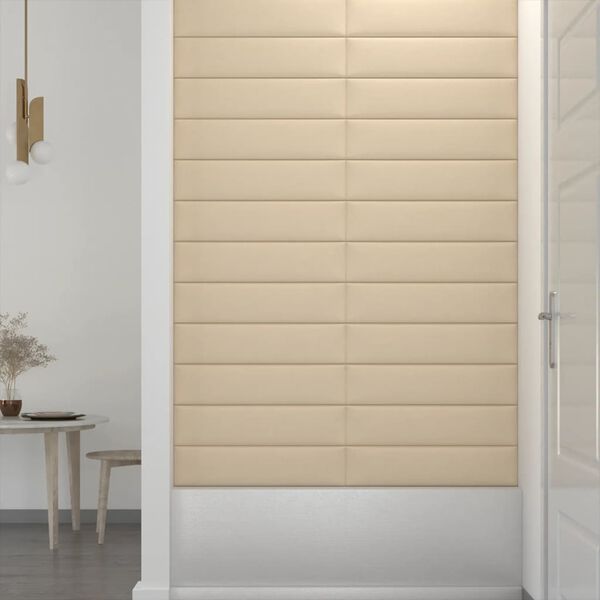 vidaXL Pannelli Murali 12 pz Crema 60x15 cm Tessuto 1,08 m²