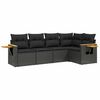 vidaXL Set Divani da Giardino 5 pz con Cuscini in Polyrattan Nero