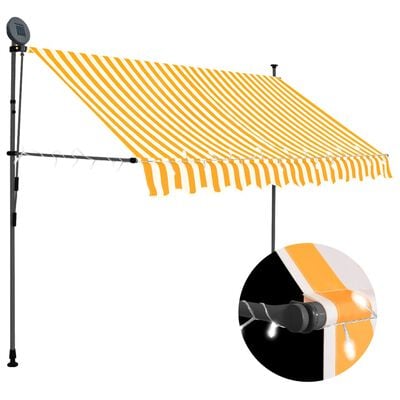 vidaXL Tenda da Sole Retrattile Manuale LED 300 cm Bianca e Arancione