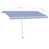 vidaXL Tenda da Sole Retrattile Manuale con LED 400x350 cm Blu Bianco