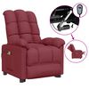 vidaXL Poltrona Massaggiante Elettrica Rosso Vino in Tessuto