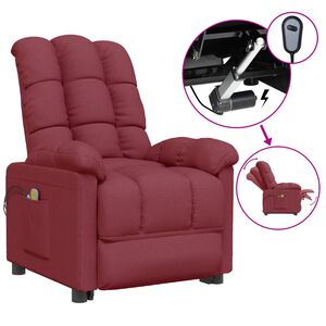 vidaXL Poltrona Massaggiante Elettrica Rosso Vino in Tessuto