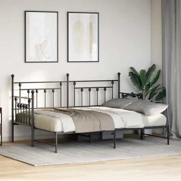 vidaXL Struttura per letto di giorno Nero 75 x 190 cm Acciaio