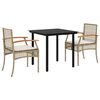 vidaXL Set da Pranzo da Giardino 3 pz con Cuscini Beige in Polyrattan