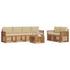 vidaXL Set divani 7 pcs Naturale e Beige Legno di Acacia Massello