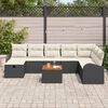 vidaXL Set Divano da Giardino con cuscino 9 pcs Nero Poly Rattan