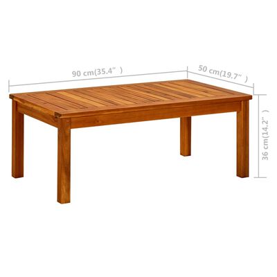 vidaXL Tavolino da Giardino 90x50x36 cm in Legno Massello di Acacia