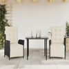 vidaXL Set da Pranzo da Giardino 5 pz Nero con Cuscini in Polyrattan