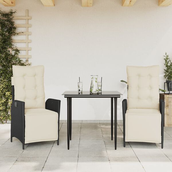 vidaXL Set da Pranzo da Giardino 5 pz Nero con Cuscini in Polyrattan