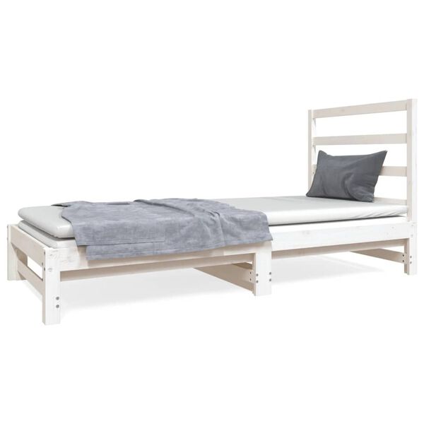vidaXL Dormeuse Estraibile Bianca 2x(90x190) cm Legno Massello di Pino