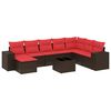 vidaXL Set Divani da Giardino 9 pz con Cuscini Marrone in Polyrattan