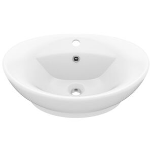 vidaXL Lavandino con Troppopieno Ovale Bianco Opaco 58,5x39cm Ceramica