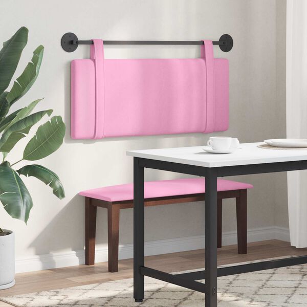 vidaXL Testata appesa Montaggio a parete Rosa 110 x 55 x 5 cm Tessuto