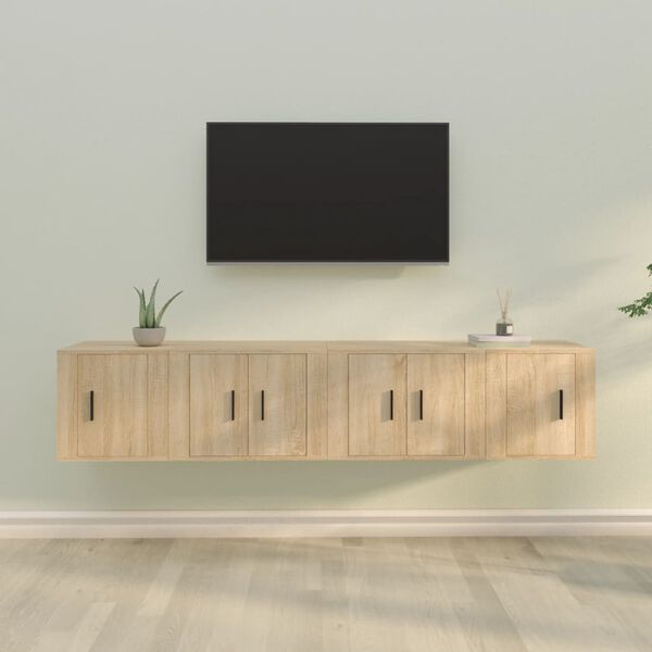 vidaXL Set di Mobili Porta TV 4 pz Rovere Sonoma in Legno Multistrato