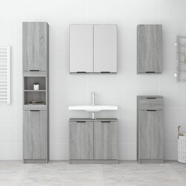 vidaXL Mobile da Bagno a Parete Grigio Sonoma 32x20x67 cm