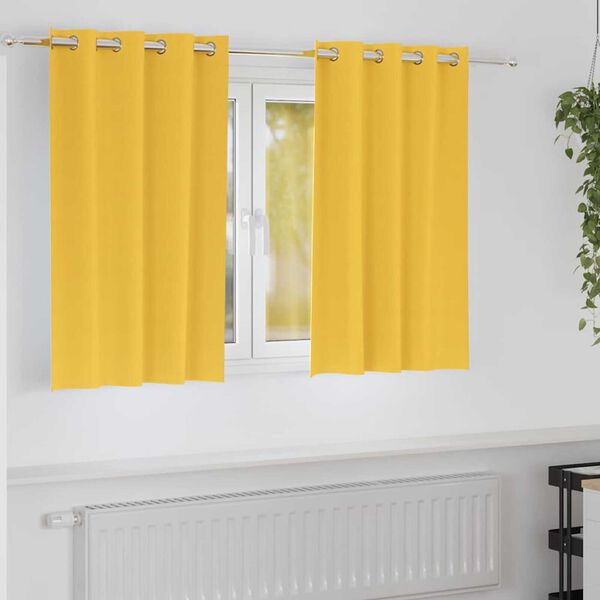 vidaXL Tende Blackout con Anelli 2 pcs Giallo senape 140 x 140 cm