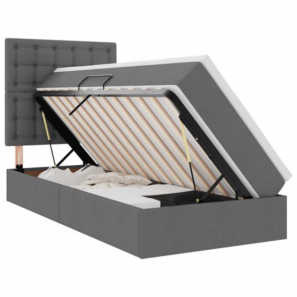 vidaXL Letto con contenitore e LED con led Grigio scuro 100 x 200 cm