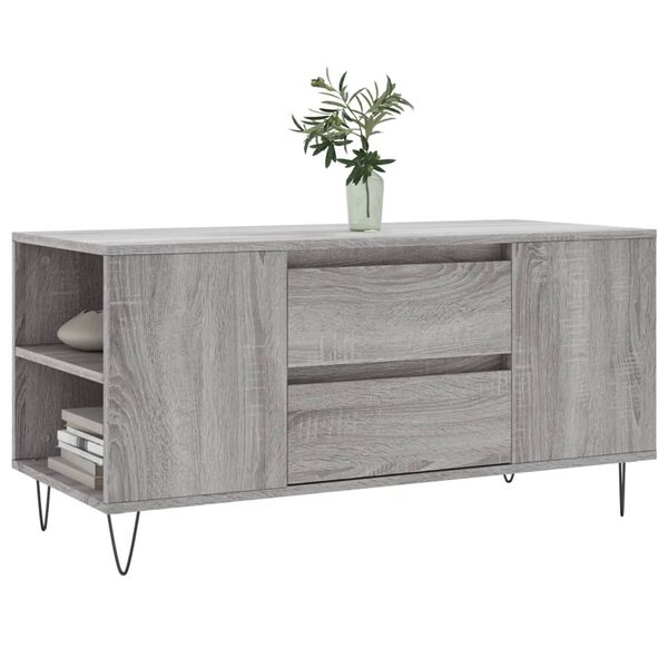 vidaXL Tavolino Salotto Grigio Sonoma 102x44,5x50 cm Legno Multistrato