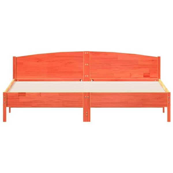 vidaXL Giroletto senza Materasso Marrone Cera 200x200 cm Legno di Pino