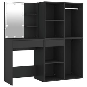 vidaXL Toeletta con LED e Armadietti in Legno Multistrato Nero
