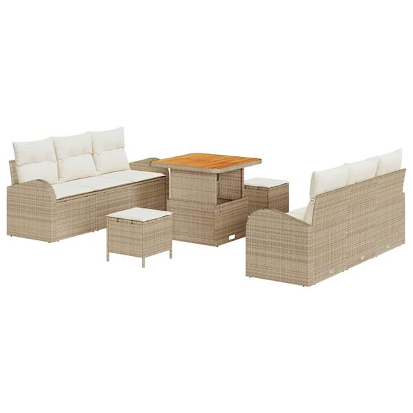 vidaXL Set Divano da Giardino con cuscino 9 pcs Beige Poly Rattan