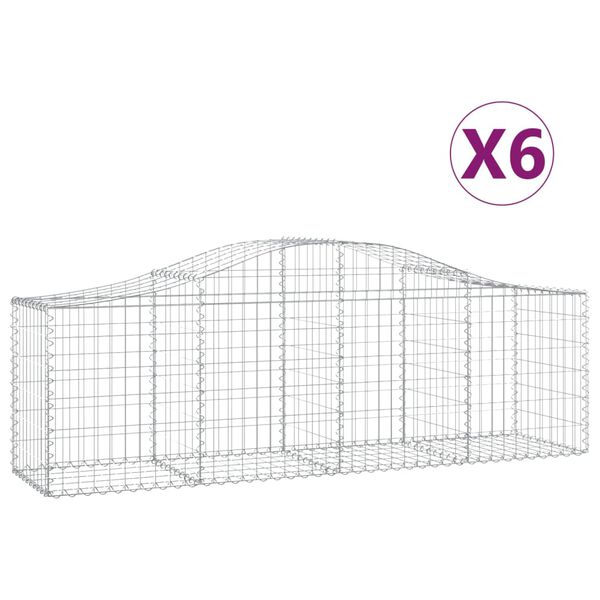 vidaXL Cesti Gabbioni ad Arco 6 pz 200x50x60/80 cm Ferro Zincato