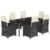 vidaXL Set da Pranzo da Giardino 7 pz Nero con Cuscini in Polyrattan