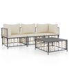 vidaXL Set Divani da Giardino 4 pz con Cuscini Antracite in Polyrattan