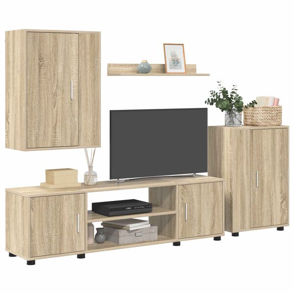 vidaXL Set mobile TV 4 pcs Rovere Sonoma Legno multistrato
