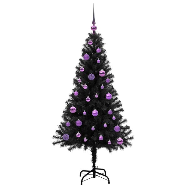 vidaXL Albero di Natale con 150 LED con supporto Nero 150 cm PVC