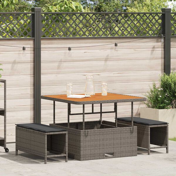 vidaXL Set da Pranzo per Giardino Grigio Poly Rattan