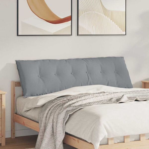 vidaXL Cuscino per Schiena Grigio chiaro 160 x 19 x 50 cm Tessuto
