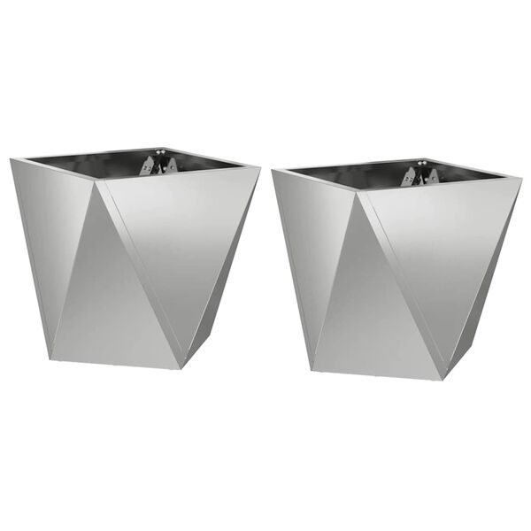 vidaXL Fioriera 2 pcs Argento 30 x 30 x 30 cm Acciaio zincato