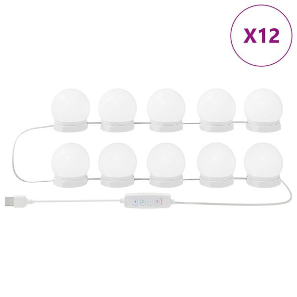 vidaXL Luci per Specchio 12 pcs Bianco 4.5 x 4.5 x 4.8 cm Plastica