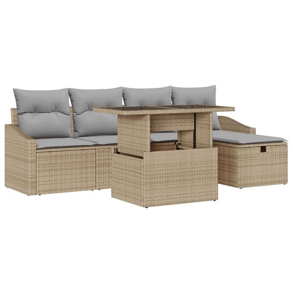 vidaXL Set Divano da Giardino 6 pcs Beige polyrattan