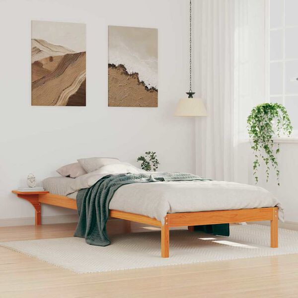 vidaXL Letto con Tavolini Laterali Marrone cerato 90 x 220 cm