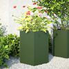vidaXL Fioriere da Giardino 2pz Verde Oliva Esagono 46x40x45cm Acciaio