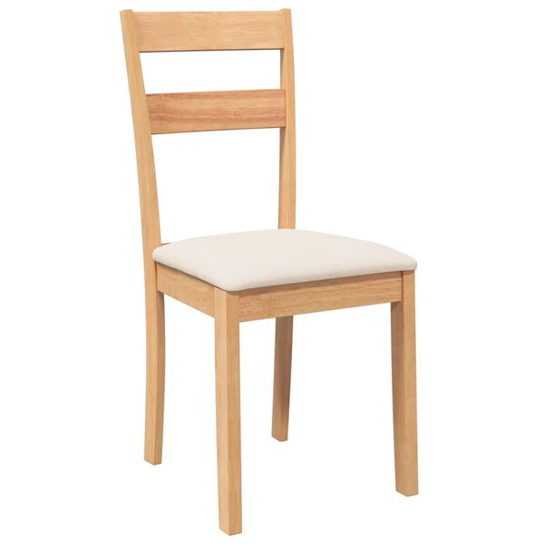 vidaXL Sedie da Pranzo con Cuscini 2 pz Naturale Legno Massello Hevea