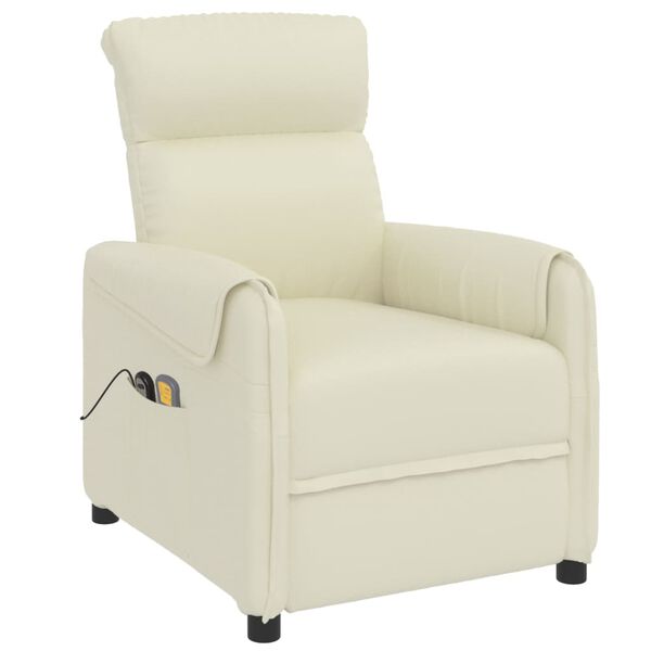 vidaXL Poltrona Massaggiante Elettrica Crema Similpelle