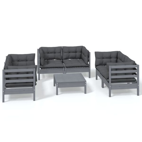 vidaXL Set Salotto da Giardino 7pz con Cuscini Legno Massello di Pino