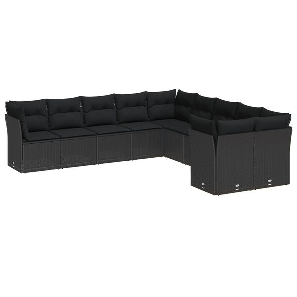 vidaXL Set Divano da Giardino 13 pcs Nero polyrattan