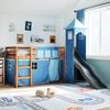 vidaXL Letto a Soppalco con Torre Bambini Blu 80x200cm Massello Pino