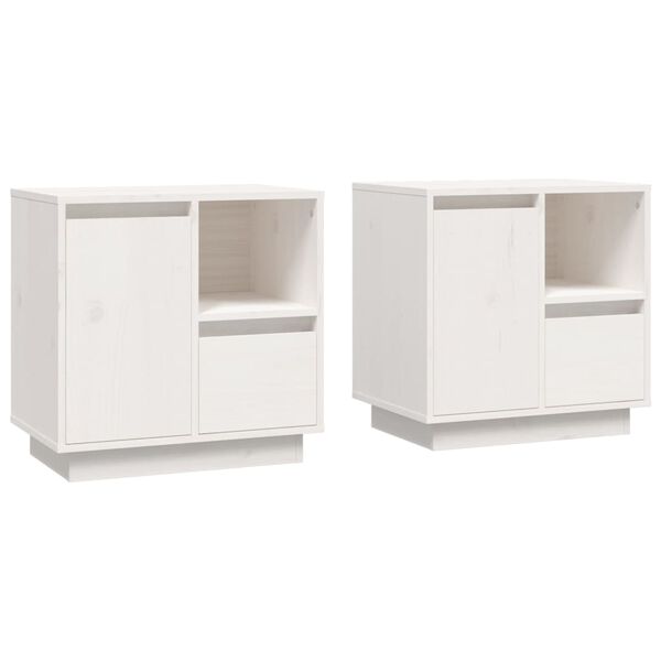 vidaXL Comodini 2 pz Bianco 50x34x50 cm in Legno Massello di Pino